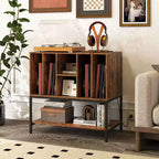 Meuble support de tourne-disque Costway avec station de charge, étagères de rangement pour vinyles, cadre en métal