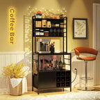 Meuble de rangement de cuisine Costway 67 avec prises électriques, meuble de bar à café avec crochets en S