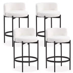 Costway Boucle Counter Stools Set of 4 w/Curved Backrest Metal Frame Comfy Footrest