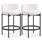 Lot de 4 tabourets de bar Costway en tissu bouclette avec dossier incurvé, cadre en métal et repose-pieds confortable