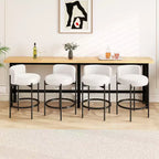Lot de 4 tabourets de bar Costway en tissu bouclette avec dossier incurvé, cadre en métal et repose-pieds confortable