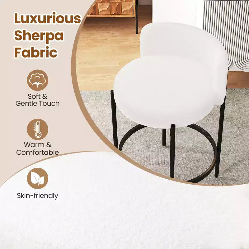 Lot de 4 tabourets de bar Costway en tissu bouclette avec dossier incurvé, cadre en métal et repose-pieds confortable