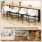 Lot de 4 tabourets de bar Costway en tissu bouclette avec dossier incurvé, cadre en métal et repose-pieds confortable