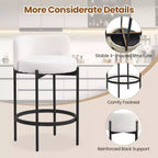 Lot de 4 tabourets de bar Costway en tissu bouclette avec dossier incurvé, cadre en métal et repose-pieds confortable