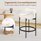 Lot de 4 tabourets de bar Costway en tissu bouclette avec dossier incurvé, cadre en métal et repose-pieds confortable