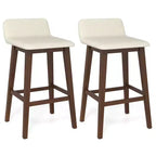 Costway 29 Upholstered Barstools w/ Low Back Footrest & Wood Legs for Kitchen Island