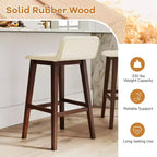 Tabourets de bar Costway 29" rembourrés avec dossier bas, repose-pieds et pieds en bois pour îlot de cuisine