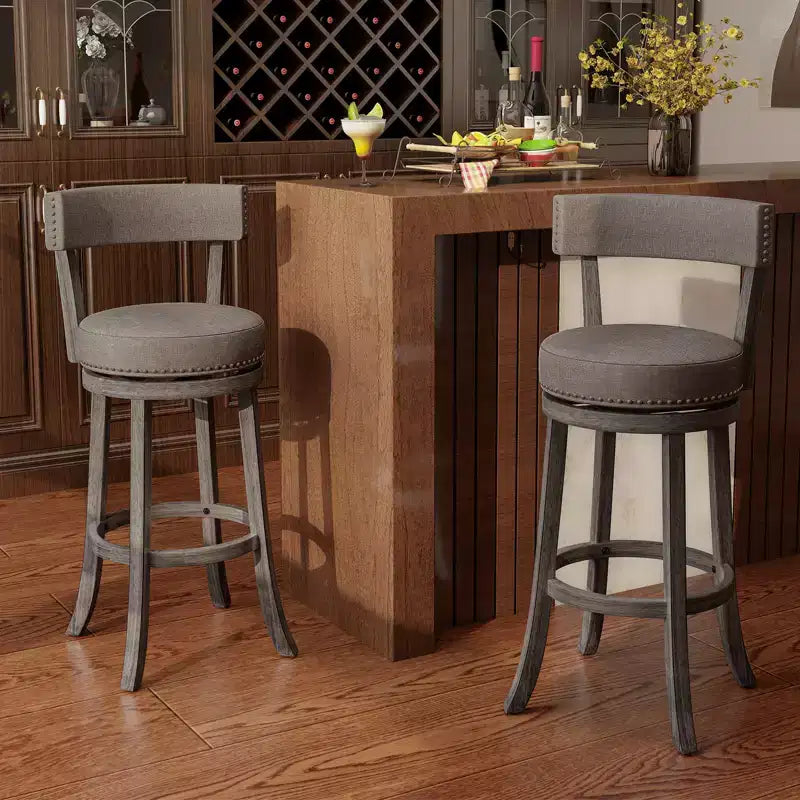 Costway Lot de 2 chaises de bar avec siège pivotant à 360°, dossier et assise rembourrée
