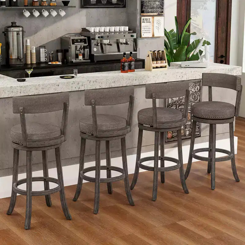 Costway Lot de 2 chaises de bar avec siège pivotant à 360°, dossier et assise rembourrée