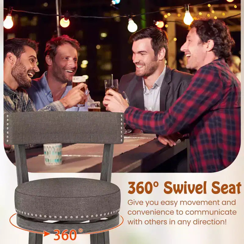 Costway Lot de 2 chaises de bar avec siège pivotant à 360°, dossier et assise rembourrée