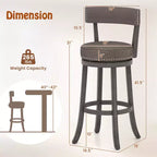 Costway Lot de 2 chaises de bar avec siège pivotant à 360°, dossier et assise rembourrée