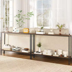 Costway Table console étroite 44 po avec étagère et deux dispositifs anti-basculement marron et noir