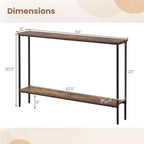 Costway Table console étroite 44 po avec étagère et deux dispositifs anti-basculement marron et noir