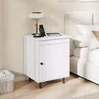 Costway Table de Chevet Moderne de Milieu de Siècle avec Porte, Pieds en Métal Robustes pour Chambre à Coucher