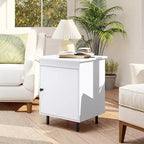 Costway Table de Chevet Moderne de Milieu de Siècle avec Porte, Pieds en Métal Robustes pour Chambre à Coucher