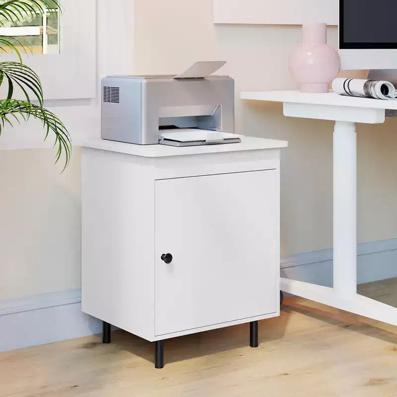 Costway Table de Chevet Moderne de Milieu de Siècle avec Porte, Pieds en Métal Robustes pour Chambre à Coucher
