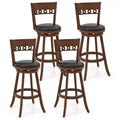 Costway 4PCS 30.5 Bar Height Chairs Swivel Bar Stools w/ Rubber Wood Frame