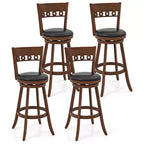 Costway 4PCS 30.5 Bar Height Chairs Swivel Bar Stools w/ Rubber Wood Frame