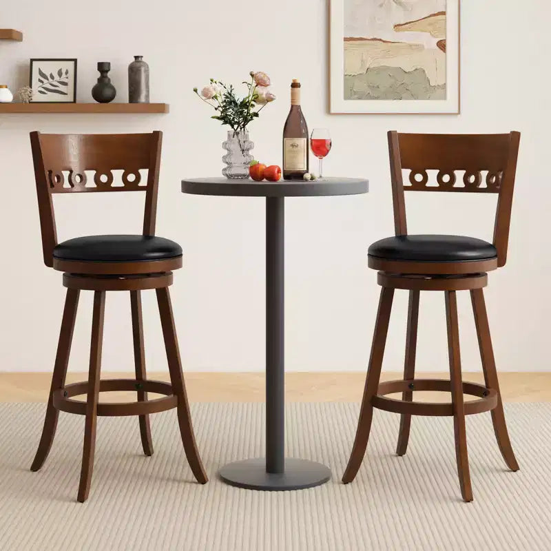 Lot de 4 Chaises de Bar Pivotantes Hauteur 77,5 cm Costway avec Structure en Bois d'Hévéa