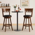 Lot de 4 Chaises de Bar Pivotantes Hauteur 77,5 cm Costway avec Structure en Bois d'Hévéa