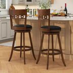 Lot de 4 Chaises de Bar Pivotantes Hauteur 77,5 cm Costway avec Structure en Bois d'Hévéa