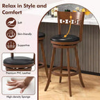 Lot de 4 Chaises de Bar Pivotantes Hauteur 77,5 cm Costway avec Structure en Bois d'Hévéa