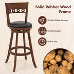 Lot de 4 Chaises de Bar Pivotantes Hauteur 77,5 cm Costway avec Structure en Bois d'Hévéa