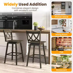 Costway Lot de 2 tabourets de bar de 73,6 cm avec cadre en bois d'hévéa, siège pivotant et dossier ergonomique