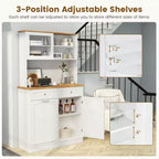 Meuble de Cuisine Costway Double Poubelle Inclinable avec Huche, Armoire de Rangement Blanc