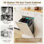 Meuble de Cuisine Costway Double Poubelle Inclinable avec Huche, Armoire de Rangement Blanc