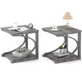 Costway 2PCS 24 Side End Table w/ Storage Shelf & Rubber Wood Frame for Small Space