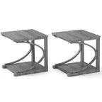 Costway Lot de 2 Tables d'Appoint de 60 cm avec Étagère de Rangement et Cadre en Bois d'Hévéa pour Petits Espaces