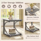 Costway Lot de 2 Tables d'Appoint de 60 cm avec Étagère de Rangement et Cadre en Bois d'Hévéa pour Petits Espaces