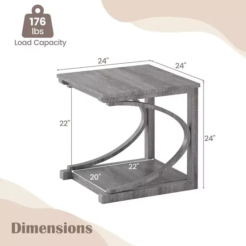 Costway Lot de 2 Tables d'Appoint de 60 cm avec Étagère de Rangement et Cadre en Bois d'Hévéa pour Petits Espaces