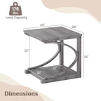 Costway Lot de 2 Tables d'Appoint de 60 cm avec Étagère de Rangement et Cadre en Bois d'Hévéa pour Petits Espaces