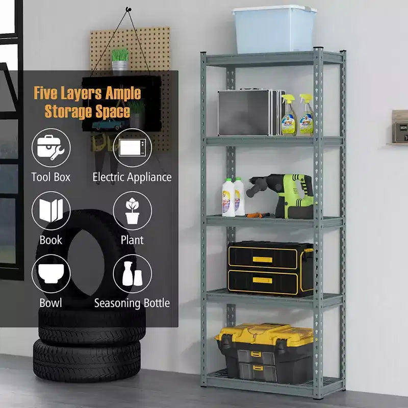Étagère métallique Costway à 4 pièces et 5 niveaux, grille de rangement robuste en fil de fer avec patins antidérapants