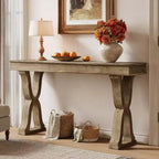 Console en bois massif Lantine de 63 pouces, table d'entrée étroite de style ferme avec pieds en X pour salon, couloir ou foyer, montage facile