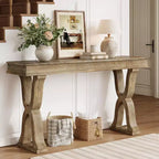 Console en bois massif Lantine de 63 pouces, table d'entrée étroite de style ferme avec pieds en X pour salon, couloir ou foyer, montage facile