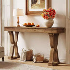 Console en bois massif Lantine de 63 pouces, table d'entrée étroite de style ferme avec pieds en X pour salon, couloir ou foyer, montage facile