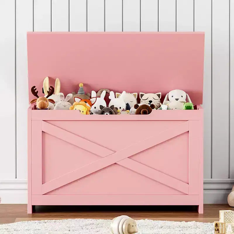 Banc de rangement en bois de 76 cm avec charnière de sécurité, grand coffre à chaussures, montage facile