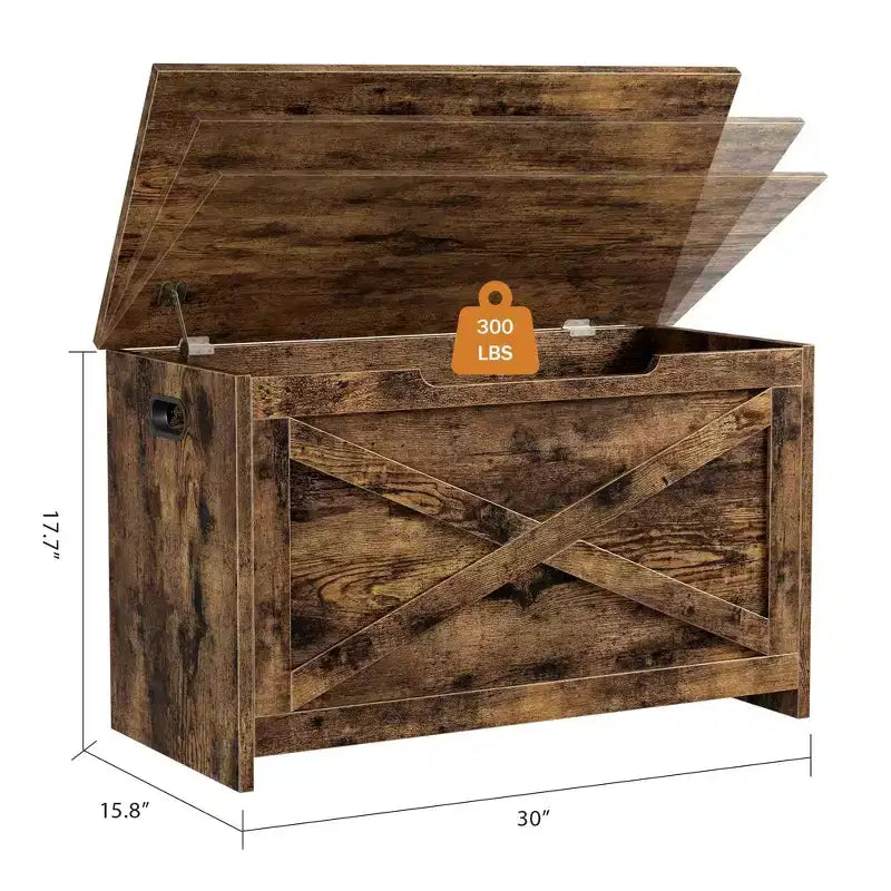 Banc de rangement en bois de 76 cm avec charnière de sécurité, grand coffre à chaussures, montage facile