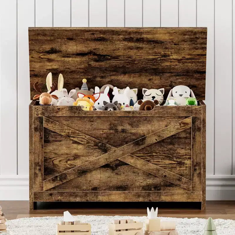 Banc de rangement en bois de 76 cm avec charnière de sécurité, grand coffre à chaussures, montage facile