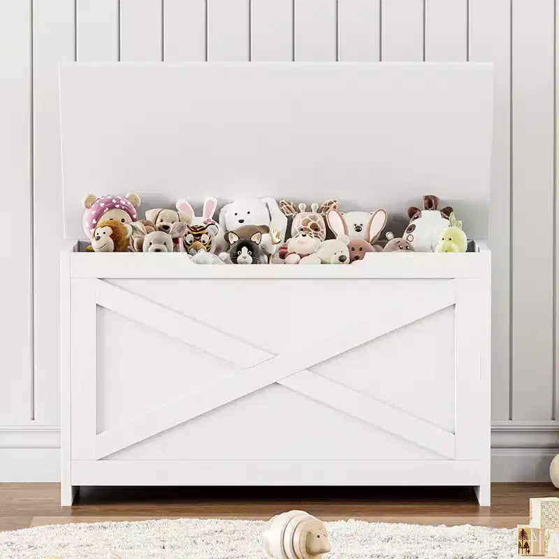 Banc de rangement en bois de 76 cm avec charnière de sécurité, grand coffre à chaussures, montage facile