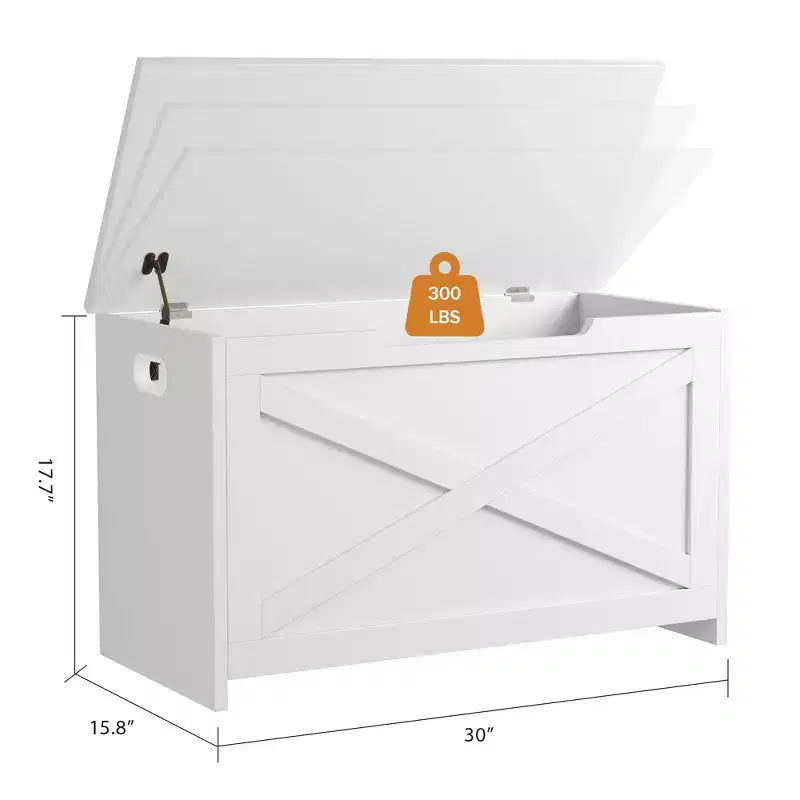 Banc de rangement en bois de 76 cm avec charnière de sécurité, grand coffre à chaussures, montage facile