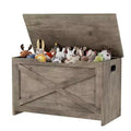 30 Inch Wooden Storage Bench with Safety Hinge, Large Shoe Storage Chest, Easy Assembly