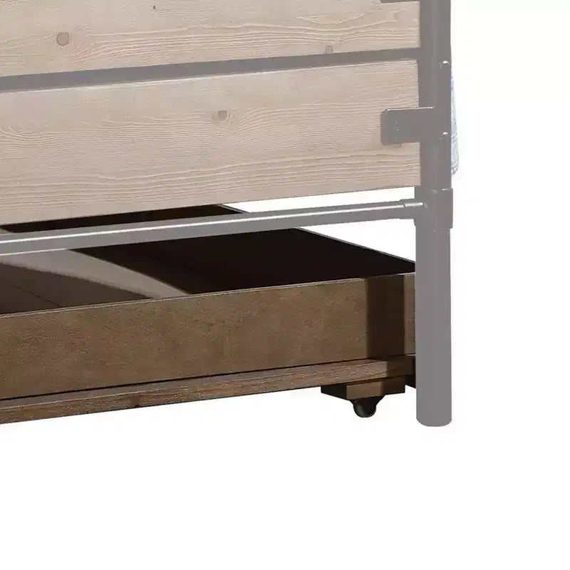 Lit gigogne double en bois Royal Hampton avec roulettes, marron