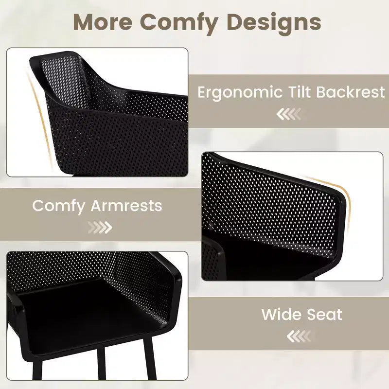 Lot de 2 chaises de salle à manger modernes Costway en plastique, fauteuils de cuisine avec dossier en maille respirante