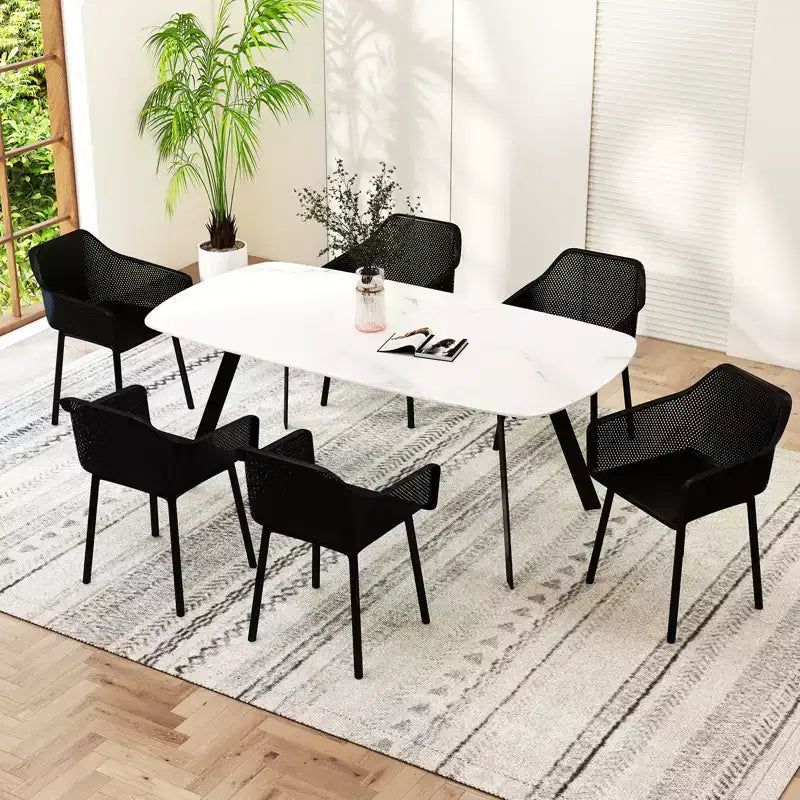 Lot de 2 chaises de salle à manger modernes Costway en plastique, fauteuils de cuisine avec dossier en maille respirante