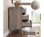 Commode à 6 tiroirs pour chambre à coucher, commodes larges avec profil incurvé, tiroirs en bois cannelé avec poignée dorée, commode au design épaissi