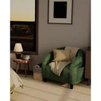 Fauteuil d'appoint en velours, fauteuil club confortable avec accoudoirs, fauteuil crapaud rembourré et moelleux pour salon, chambre, bureau, salle d'attente
